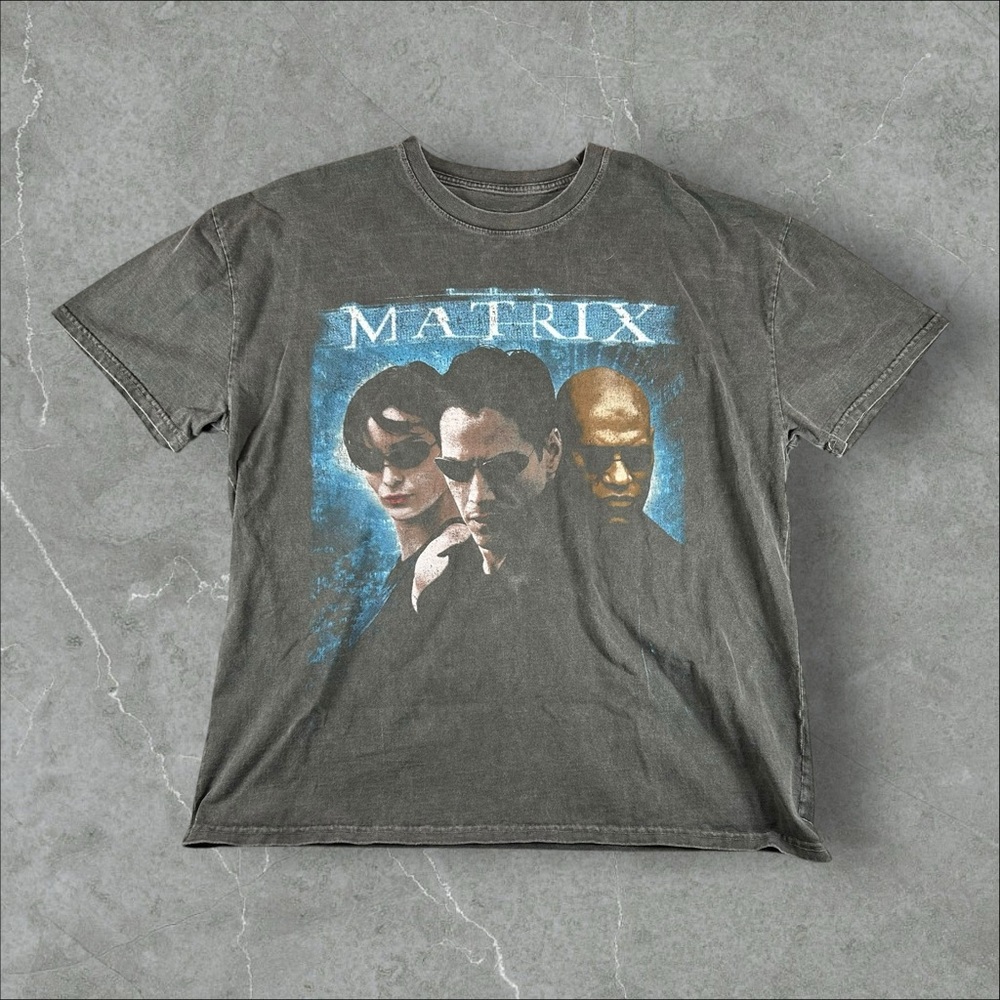 American Thrift Shirt Mens Large Black‎ Matrix Movie Promo Is Anyone Really Free